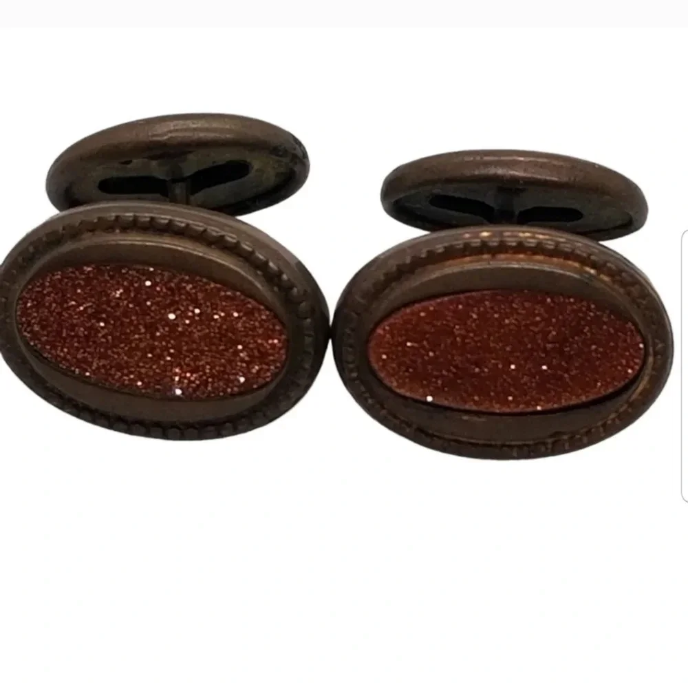 VINTAGE COPPER & SUNSTONE MEN'S CUFFLINKS